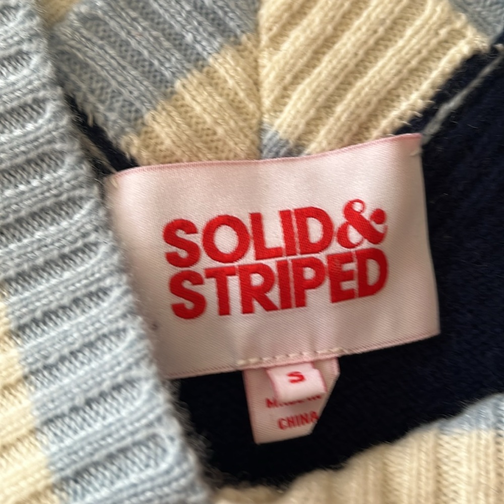 Solid & striped Navy Blue and White V-Neck Sweater Vest small - Picture 4 of 6
